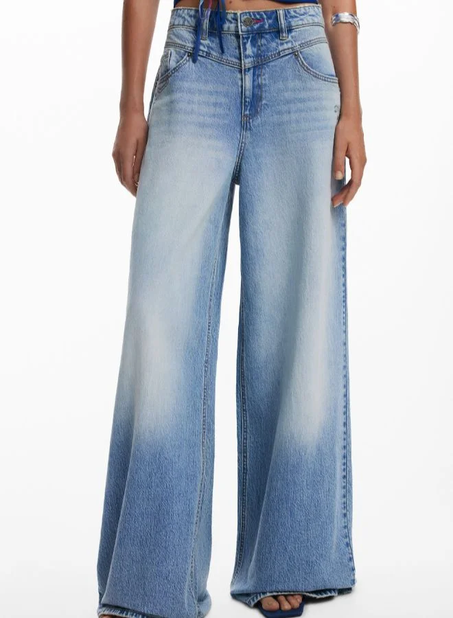 DESIGUAL Wide Leg Denim Trousers