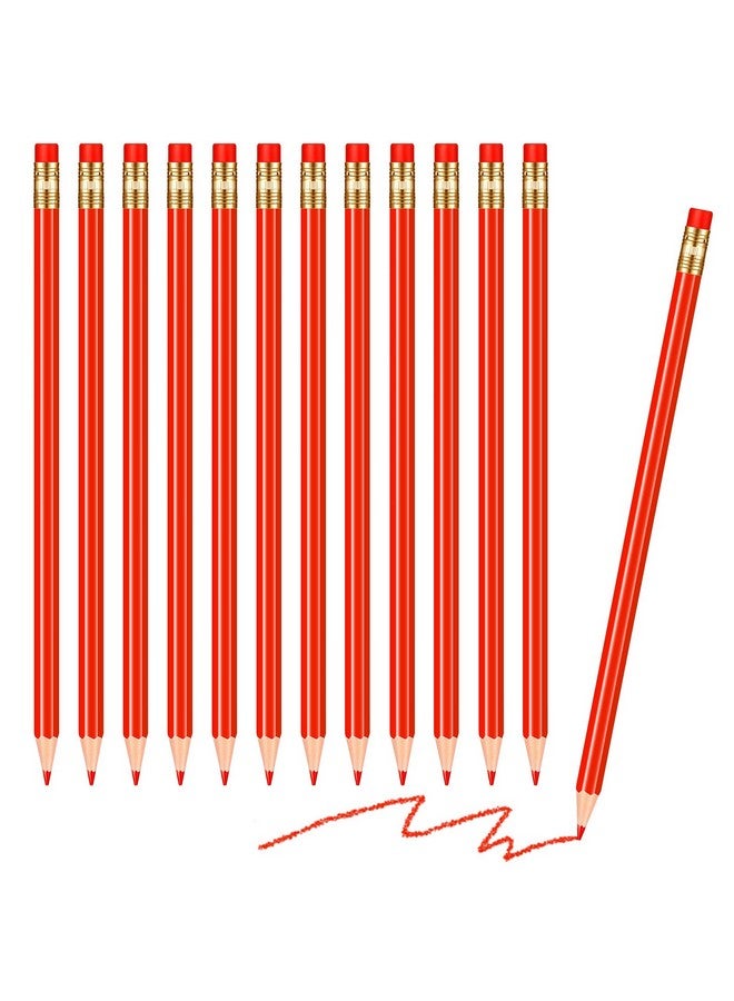 Chinco 12 Pieces Erasable Pencils Pencils Sharpened Pencils Hb Pencils With Eraser Wood Correcting Pencils Checking Pencils (Red) - Image 1