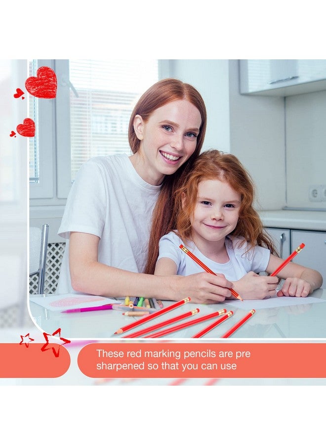 Chinco 12 Pieces Erasable Pencils Pencils Sharpened Pencils Hb Pencils With Eraser Wood Correcting Pencils Checking Pencils (Red) - Image 4