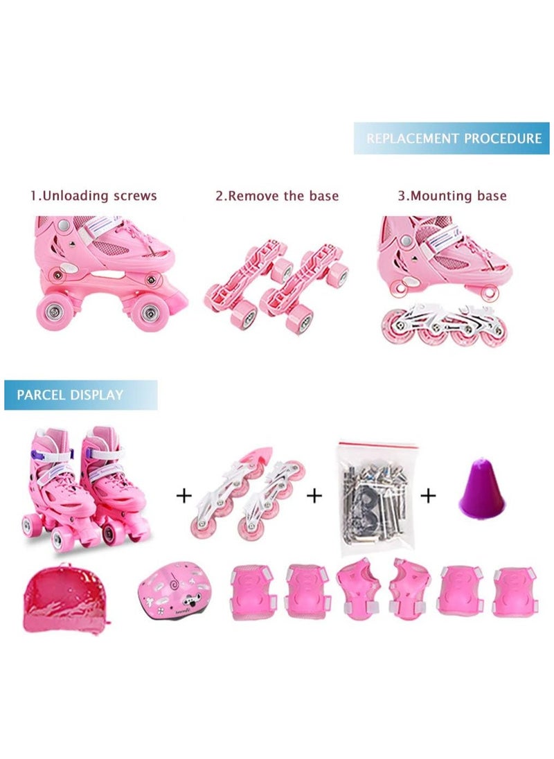 Generic - Comfortable Roller Skates, Pretty Roller Skates Shoes, Beginner Roller Skates, Double Rows 4 Wheels, Adjustable Shoe Size, Fun for Girls, PU Wheels, Pink - Image 1