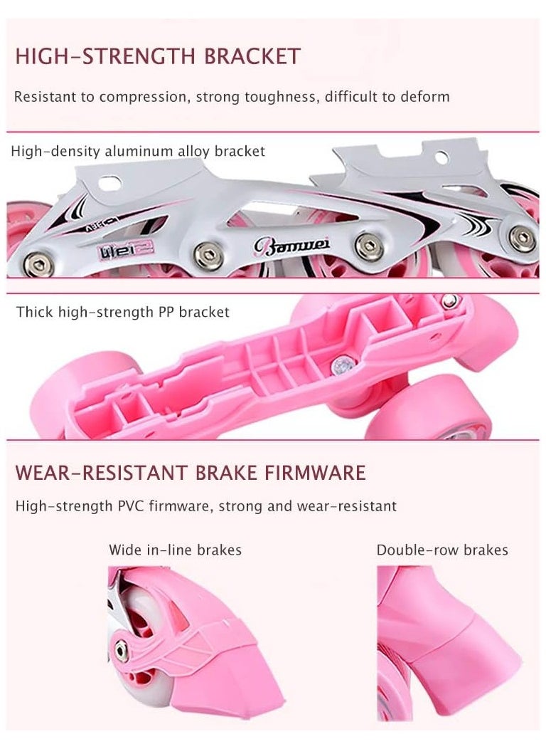 Generic - Comfortable Roller Skates, Pretty Roller Skates Shoes, Beginner Roller Skates, Double Rows 4 Wheels, Adjustable Shoe Size, Fun for Girls, PU Wheels, Pink - Image 1