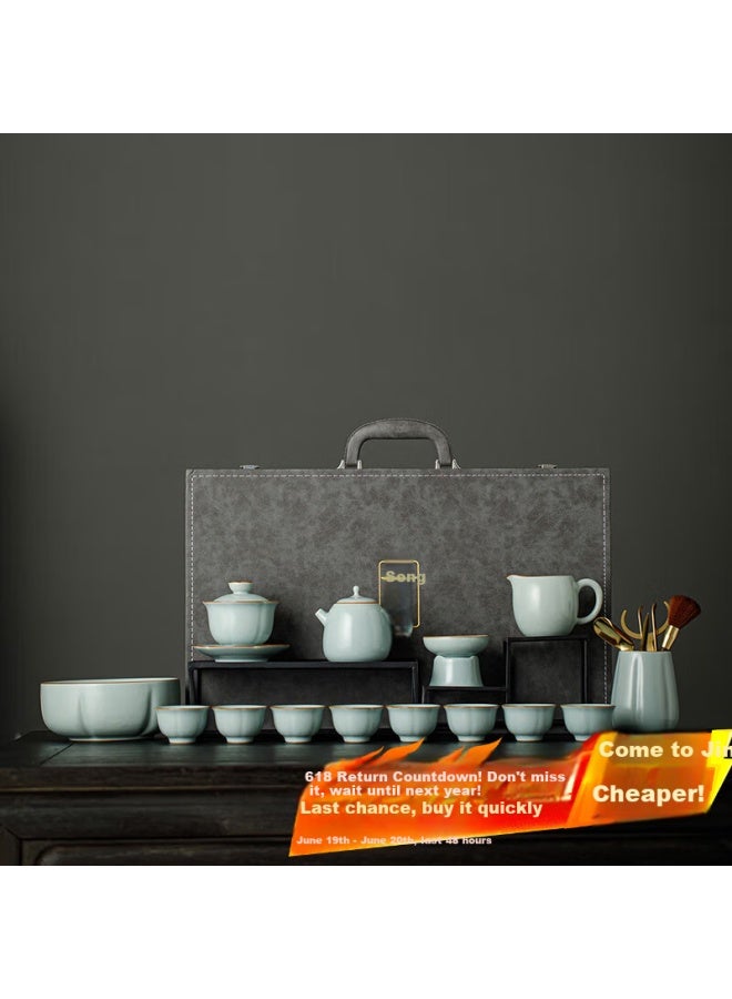 TANGFENG Tang Feng Li Gui Lian Ru Kiln Tea Set, Complete Kung Fu Tea Set, High-end Housewarming Gift, Tea Set Gift Box, Holiday Gift - Image 1