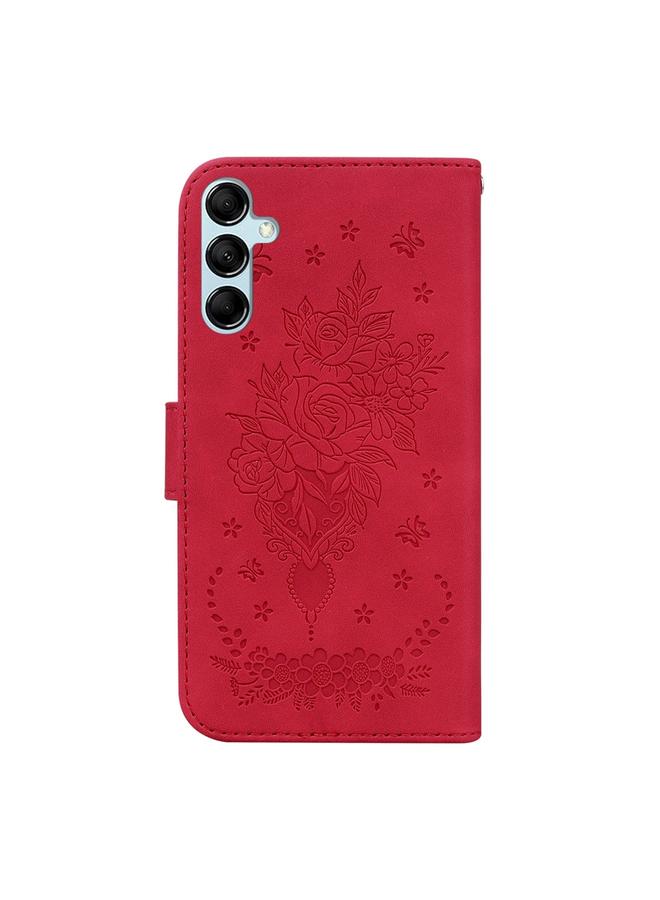 S-TOP Case For Samsung Galaxy A15 Butterfly Rose Embossed Leather Phone Case - Image 3