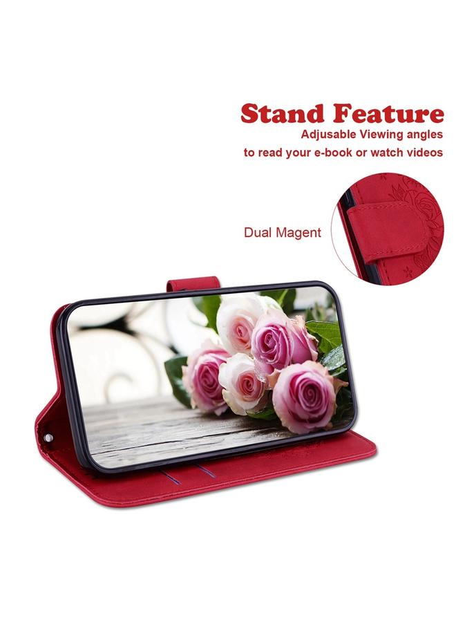S-TOP Case For Samsung Galaxy A15 Butterfly Rose Embossed Leather Phone Case - Image 5