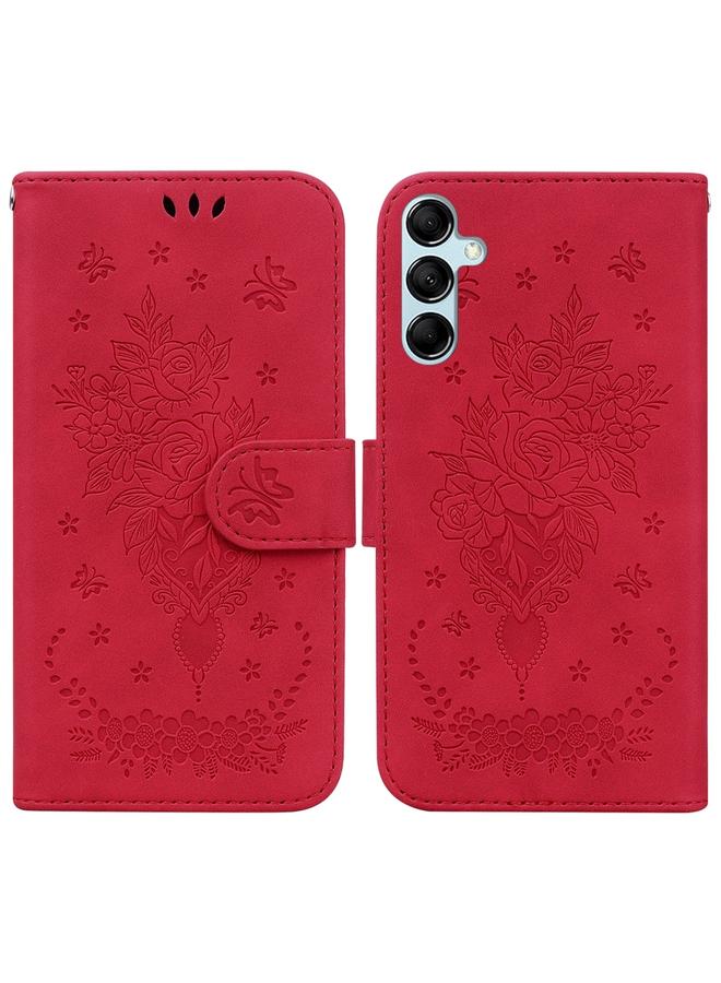 S-TOP Case For Samsung Galaxy A15 Butterfly Rose Embossed Leather Phone Case - Image 1