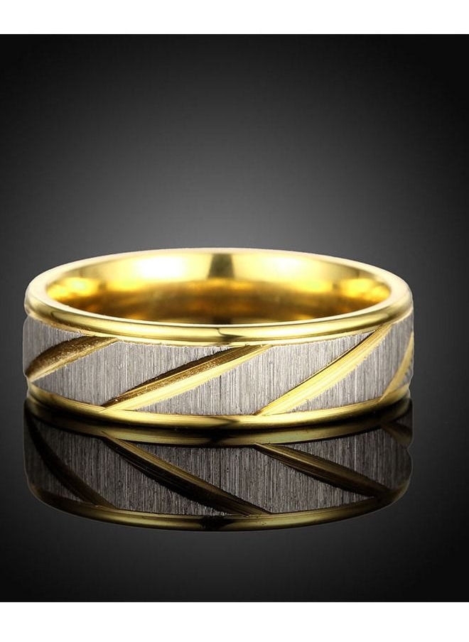 5esha - Unisex Stainless Steel Striped Design Ring - Image 1