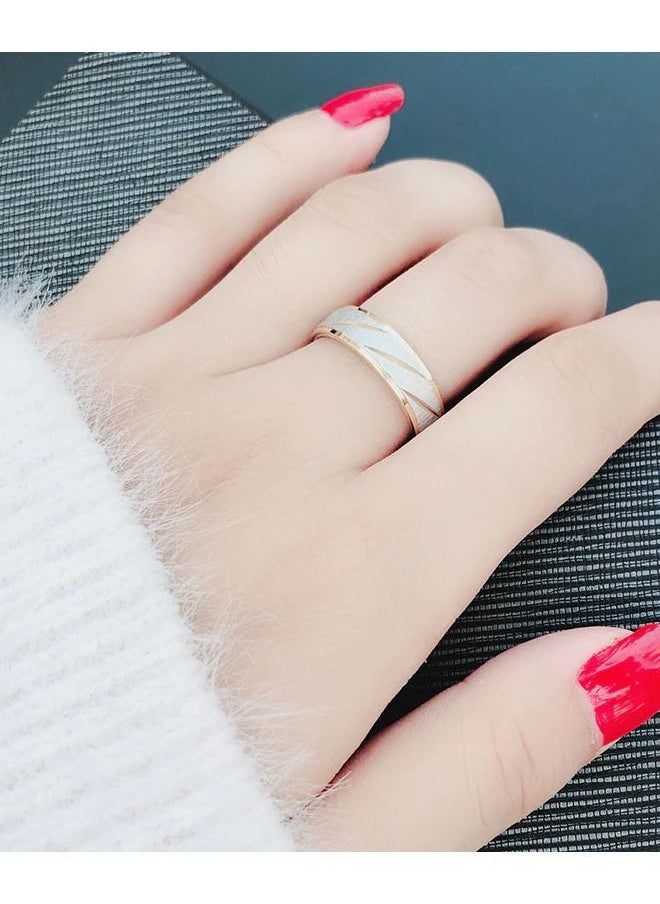 5esha - Unisex Stainless Steel Striped Design Ring - Image 1