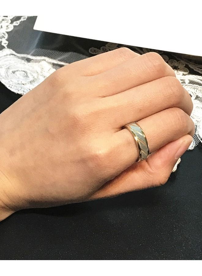 5esha - Unisex Stainless Steel Striped Design Ring - Image 1