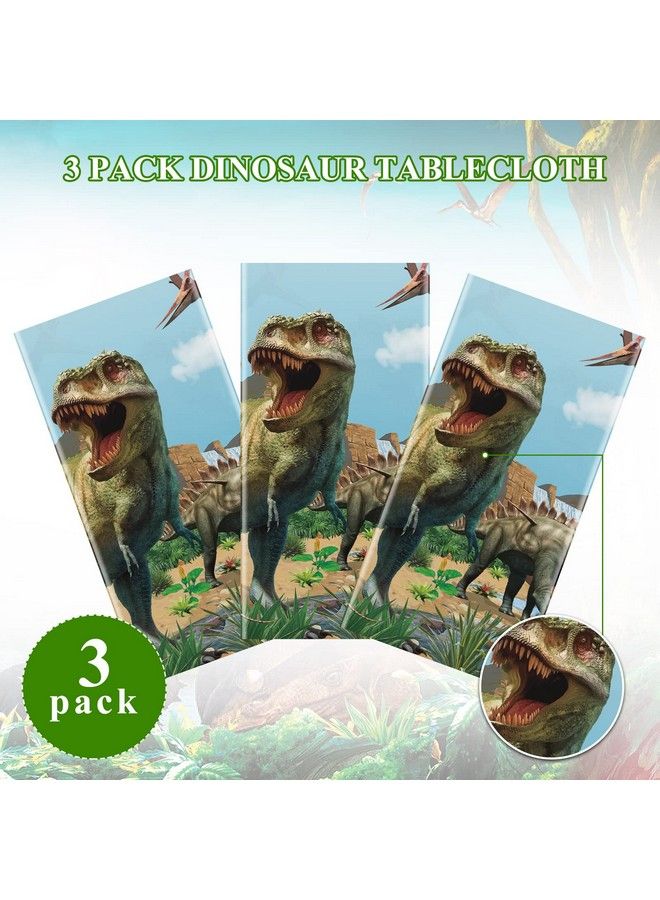 Tiamon Dinosaur Tablecloth Dinosaur Party Table Covers Dinosaur Plastic Tablecloth For Kids Adults Birthday Dinosaur Party Picnic Supplies 54 X 108 Inch (Blue 3 Pcs) - Image 5
