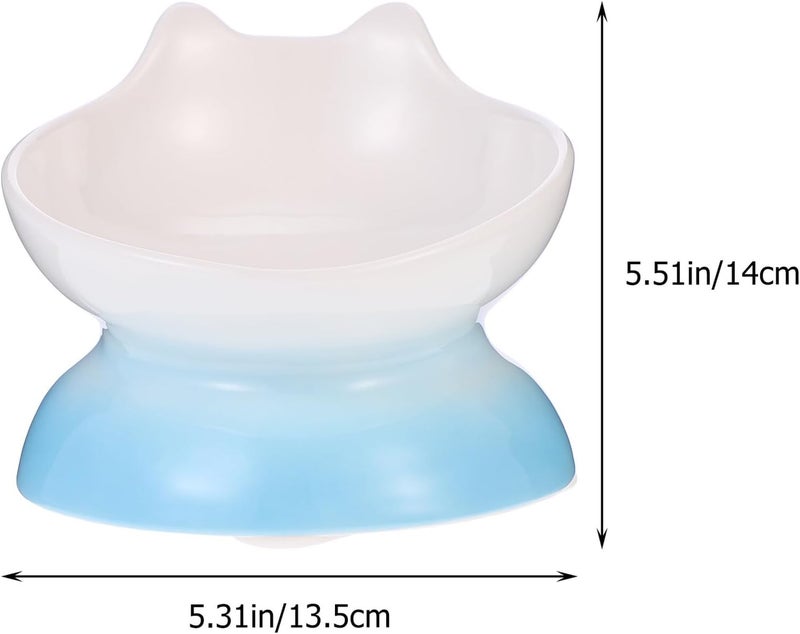 Ceramic Tilted Elevated Dog Bowl Anti-Spill Pet Food Dish Blue Gradient with Neck Protection for Small to Medium Dogs - Image 2