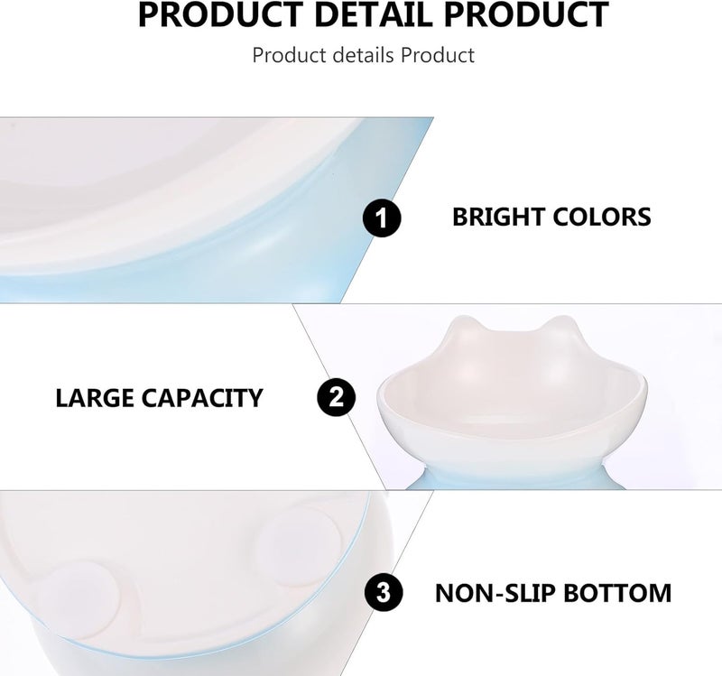 Ceramic Tilted Elevated Dog Bowl Anti-Spill Pet Food Dish Blue Gradient with Neck Protection for Small to Medium Dogs - Image 3