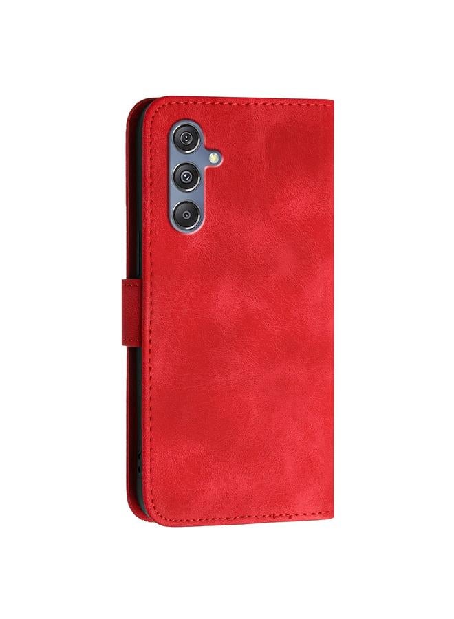 S-TOP Case For Samsung Galaxy M34 YX0080 Grid Butterfly Embossed Pattern Flip Leather Phone Case with Lanyard - Image 3
