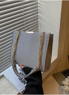 WooFree PU Leather Zipper Shoulder Bag Square Grey  - Image 1