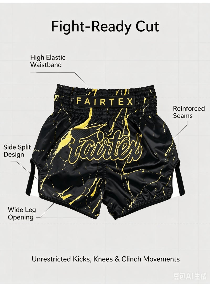 Marble Pattern Muay Thai Fight Shorts, Breathable Quick Dry Satin Kickboxing Shorts, Elastic Waist MMA Boxing Training Combat Shorts for Men & Women - Image 3