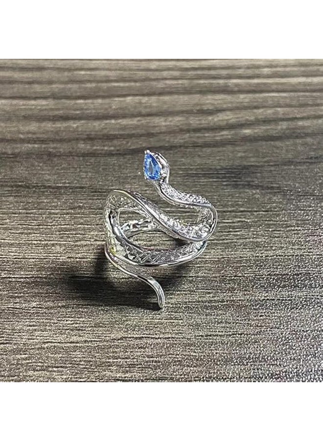 Silver Crystal Snake Knuckle Rings for Women  Chunky Punk Open Adjustable Snake Statement Ring Fashion Vintage Rhinestones Jewelry Gifts - Image 5