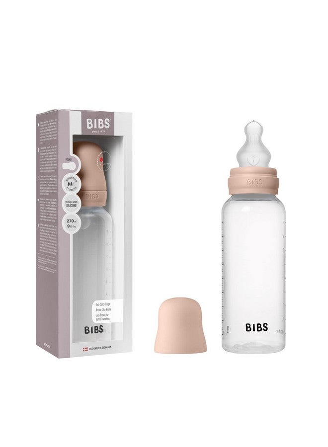 BIBS Baby Bottle 9 oz / 270 ml Silicone Nipple - Anti-Colic, BPA-Free, Round Nipple, Medium Flow, Lightweight & Easy to Clean, Suitable for Newborns 0+ Years - Blush - Image 1