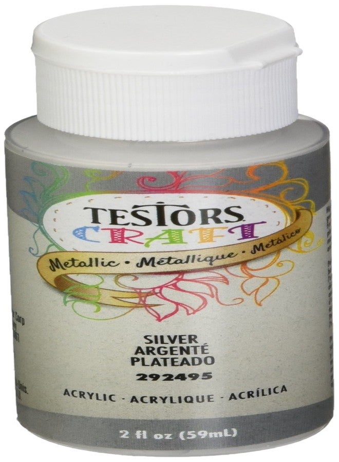 Testors TESTOR 292495A 2 oz Silver Metric Acrylic Paint - Image 1
