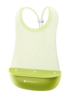 Babycare Babycare - 2-in-1 Baby Bib – Green, Waterproof Silicone Feeding Bib with Food Catcher & Detachable Cloth Layer – Safety Approved for Babies  - Image 1