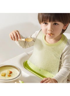 Babycare Babycare - 2-in-1 Baby Bib – Green, Waterproof Silicone Feeding Bib with Food Catcher & Detachable Cloth Layer – Safety Approved for Babies  - Image 3