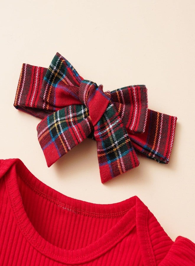 Mubineo Baby Girl Christmas Clothes Plaid Outfits Long Sleeve Romper Overall Skirt Dress Cute Newborn Outfit (Red Green Plaid, 12-18 Months) - Image 4