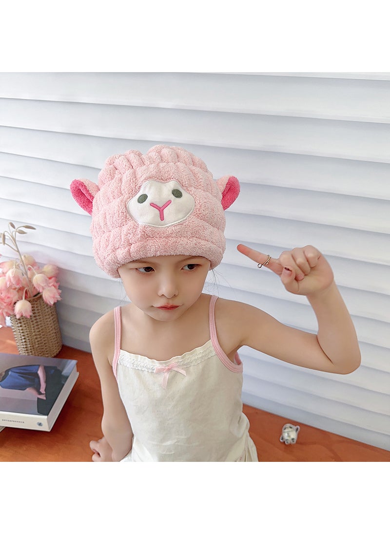Generic Cute Unicorn Rabbit Kids Hair Drying Cap Pink Lamb 
