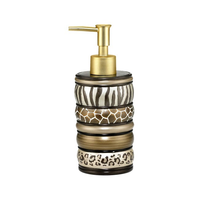 SAFARI STRIPES MODERN BATH ACCESSORIES LOTION PUMP MODERN CLASSIC CONTEMPORARY DECORATIVE BEAUTIFUL DESIGNS BATHROOM DECOR SET FOR HOME LUXURY BATHROOM CHOCOLATE