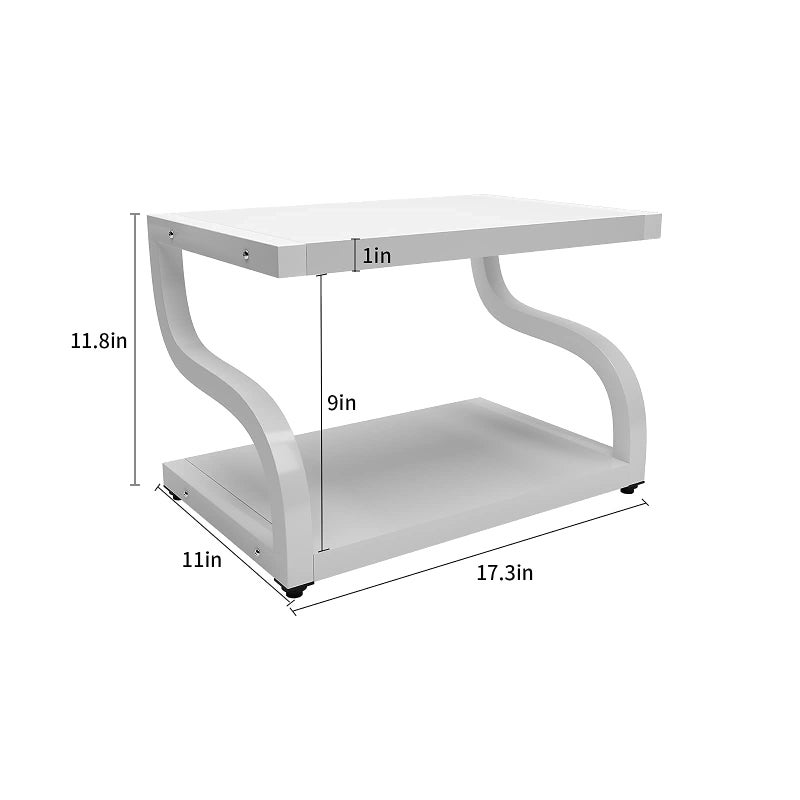 PUNCIA 2 Tiers Wood White Home Office Desktop Printer Stand Laser Printer Copier Stand with Storage Tabletop Heavy Duty Rack Desk Organizer Shelf Dual for Small Space Double Tiers Tray - Image 2