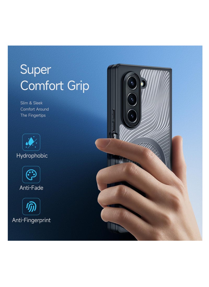 Aookay Magnetic Case for Samsung Galaxy Z Fold 6, Compatible with MagSafe, Hydrophobic Fade Resistant, Fingerprint Resistant, Shock Resistant Protective Case, Slim Frosted Transparent  Case (Z Fold 6)  - Image 4