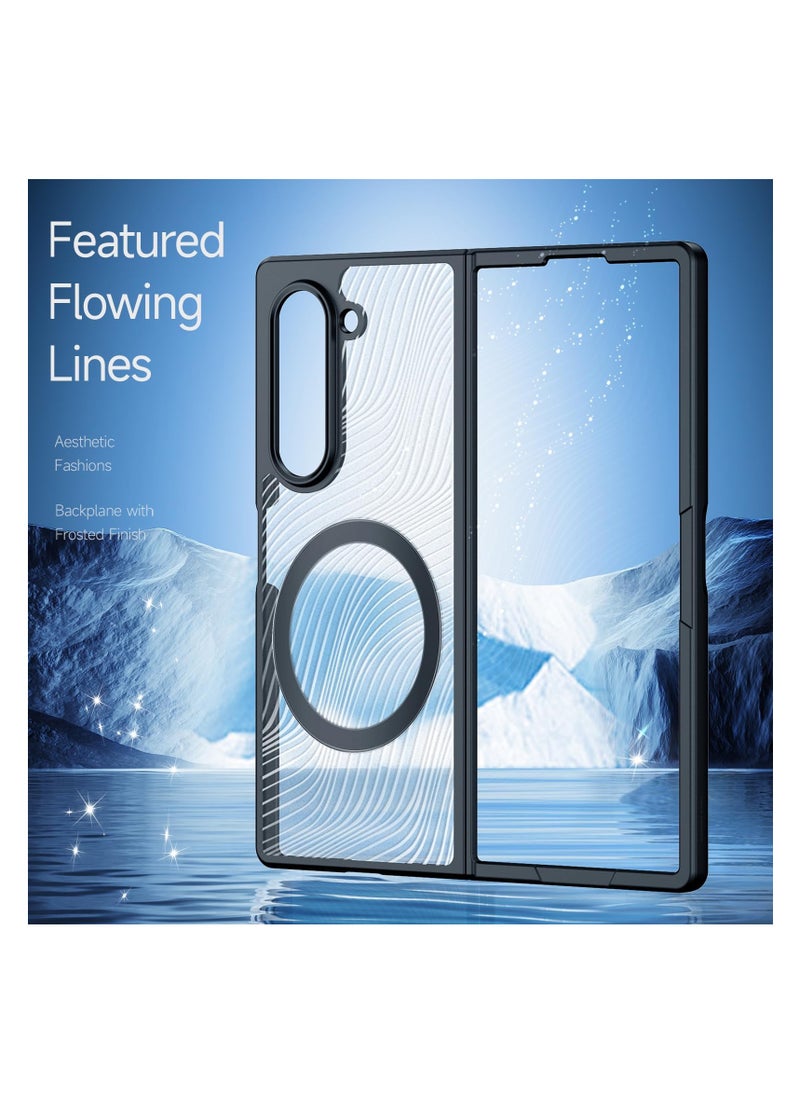 Aookay Magnetic Case for Samsung Galaxy Z Fold 6, Compatible with MagSafe, Hydrophobic Fade Resistant, Fingerprint Resistant, Shock Resistant Protective Case, Slim Frosted Transparent  Case (Z Fold 6)  - Image 3