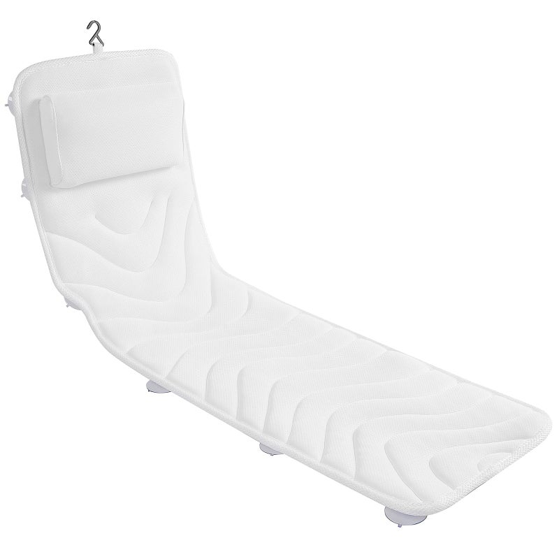 Idle Hippo Full Body Bath Pillow for Bathtub NonSlip Bath Pillows for Tub Spa Bathtub Pillow Cushion for Headrest Neck Shoulder and Back Rest SupportRelaxation Spa Accessories50 x 15 White 