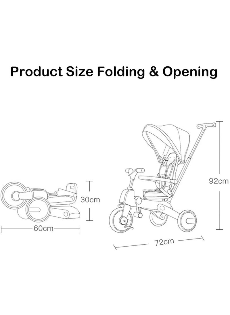 LIMOS - Baby Foldable Tricycle 7 in 1 Trike for Toddlers Age 1.5-5 with Push Handle for Kids(Panda Black) - Image 1