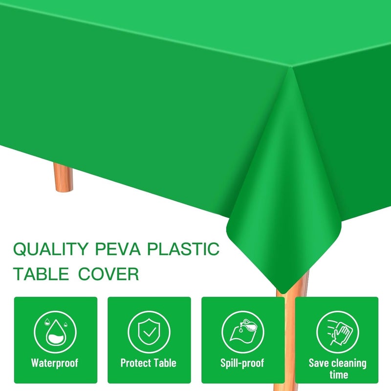 PLULON 15Pcs Tablecloth Plastic Black Green White Table Cover 54 x 108 Inch Rectangle Halloween Thanksgiving Birthday Party Home Kitchen Dining Table Decorations - Image 3