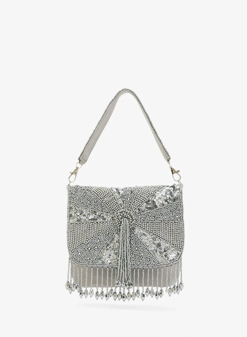 خزانة حقيبة يد مطرزة بالخرز واللؤلؤ