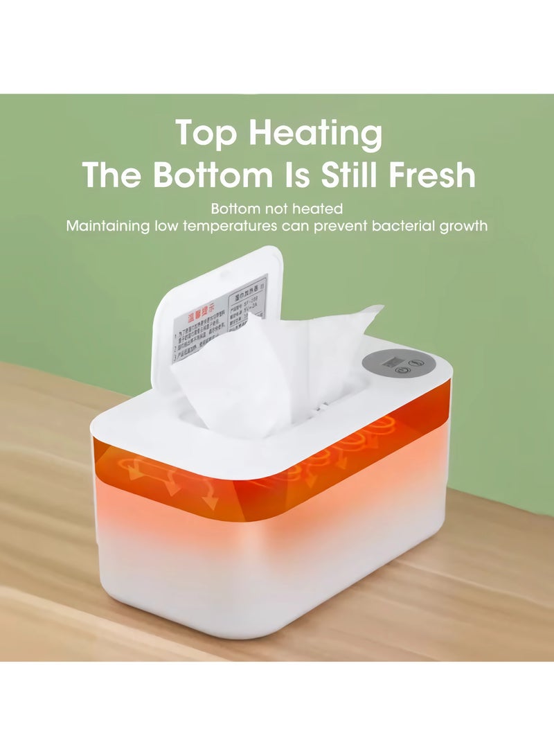 unikbebe Baby Wipe Warmer with LED Temperature Display and Night Light, USB Powered Smart Thermostat Wipes Dispenser, Portable Silent Wet Wipe Heater with Adjustable Heat, Large Capacity for Travel and Home Use, White - Image 4