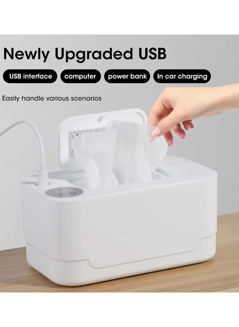 unikbebe Baby Wipe Warmer with LED Temperature Display and Night Light, USB Powered Smart Thermostat Wipes Dispenser, Portable Silent Wet Wipe Heater with Adjustable Heat, Large Capacity for Travel and Home Use, White - Image 5