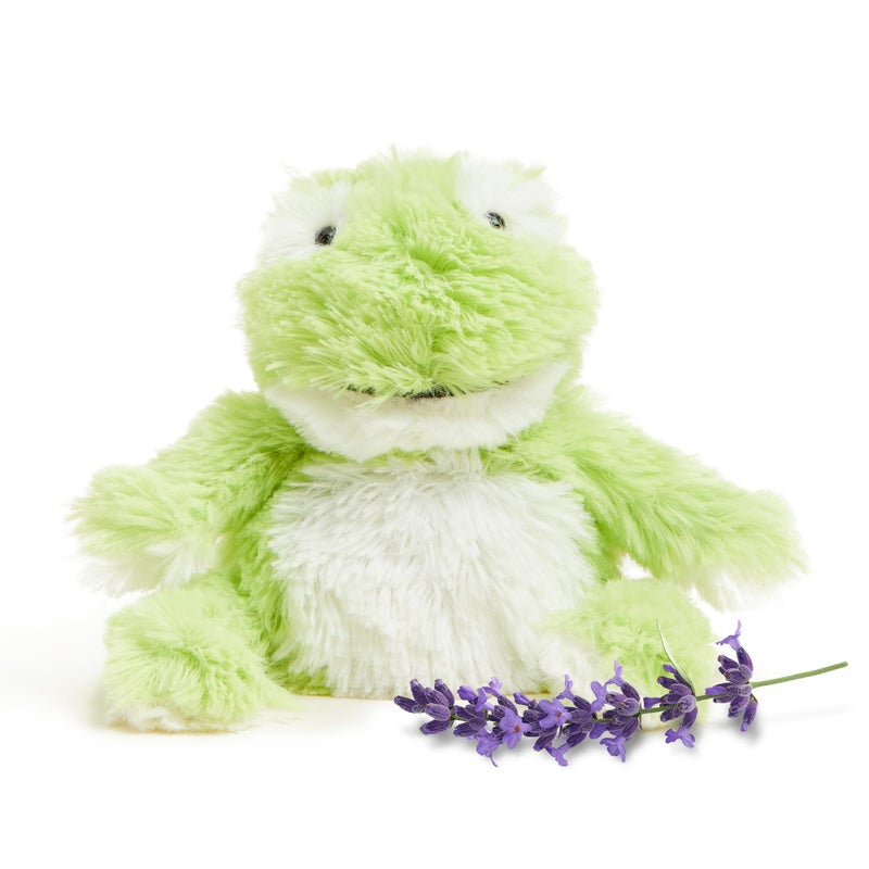 Warmies دمى دافئة جونيور القابلة للتسخين في الميكروويف - ضفدع محشو بوزن مريح للراحة والدفء - ألعاب محشوة ناعمة لطيفة للبالغين والأطفال والفتيان والفتيات والرضع والأطفال الصغار