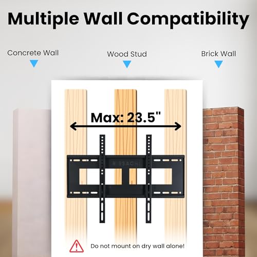 RISSACHI® Wall Mount Stand for 40-75 Inch TV, Monitor | Universal Fixed Heavy Duty Stand for Flat Panel TV | Space-Saving & Adjustable Wall Bracket for Home & Office - Image 4