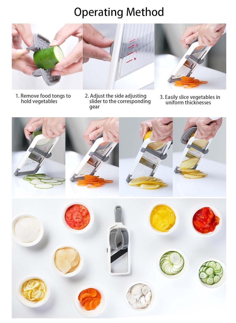 Multifunctional Handheld Slicer, Home Kitchen Vegetable Cutter, Potato Carrot, Vegetable And Fruit Cutting, Adjustable Blade Hand Guard (Grey)  - Image 3