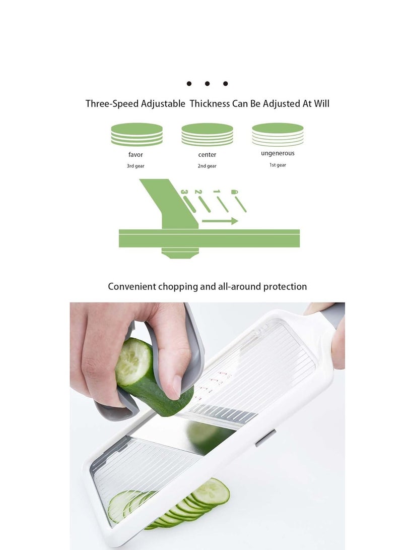 Multifunctional Handheld Slicer, Home Kitchen Vegetable Cutter, Potato Carrot, Vegetable And Fruit Cutting, Adjustable Blade Hand Guard (Grey)  - Image 2