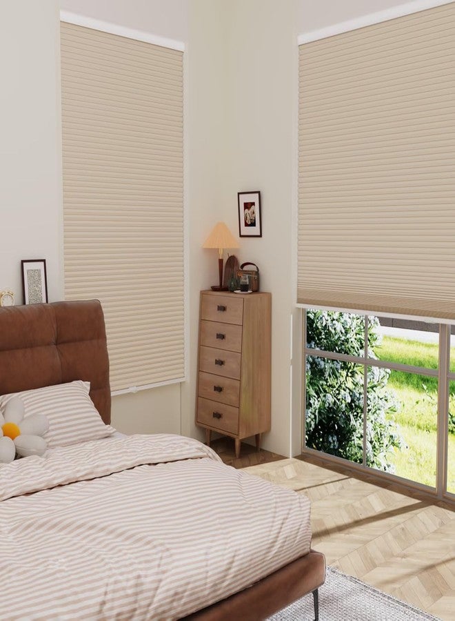 MYshade Cordless Blackout Cellular Shades for Windows, Honeycomb Window Shades with Thermal Insulation, Child & Pet Safe Room Darkening Shade, Easy Install,19" W x 36" H, Beige - Image 5