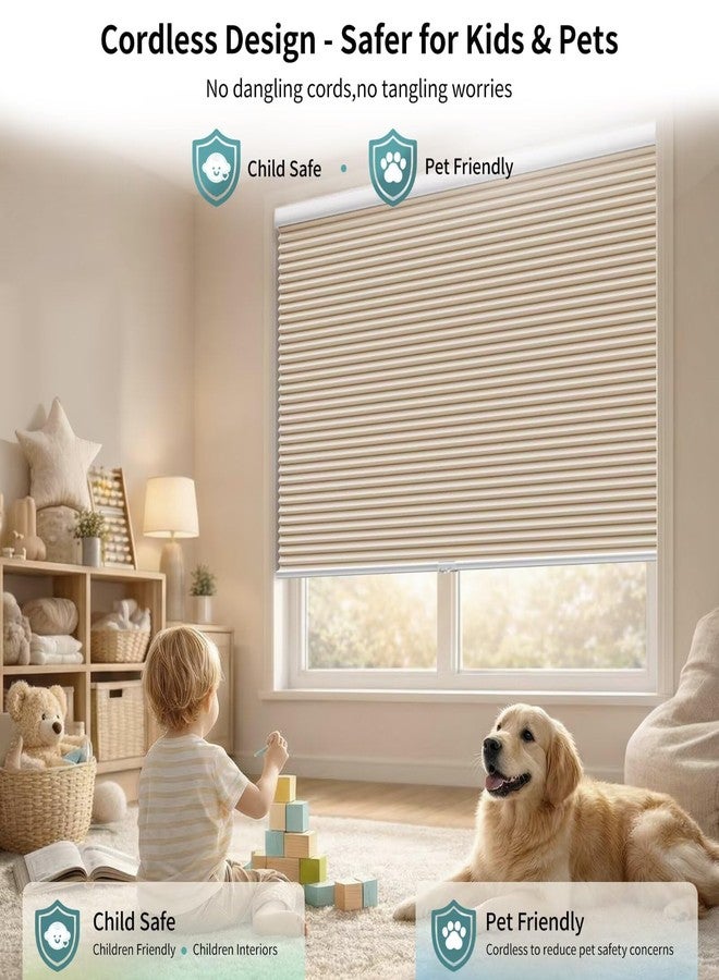 MYshade Cordless Blackout Cellular Shades for Windows, Honeycomb Window Shades with Thermal Insulation, Child & Pet Safe Room Darkening Shade, Easy Install,19" W x 36" H, Beige - Image 2