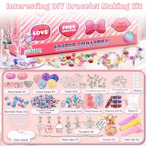 PATPAT® DIY Bracelet Making Set, Crackle Pearl Beads Spacers Kit Jewelry Making Charm Bracelet Making Birthday Christmas Gift for Girls Kids 8-12 Years Old - Image 2