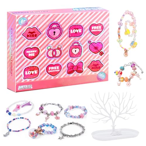 PATPAT® DIY Bracelet Making Set, Crackle Pearl Beads Spacers Kit Jewelry Making Charm Bracelet Making Birthday Christmas Gift for Girls Kids 8-12 Years Old - Image 1