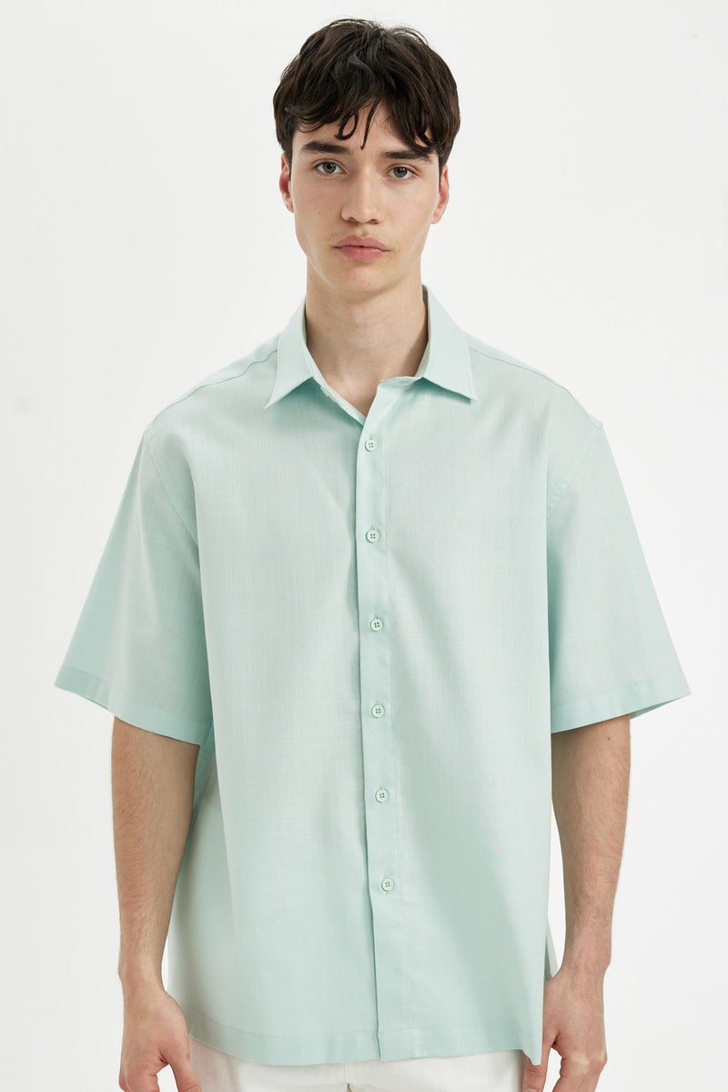 DeFacto Man Relax Fit Tencel Short Sleeve Shirt  - Image 1