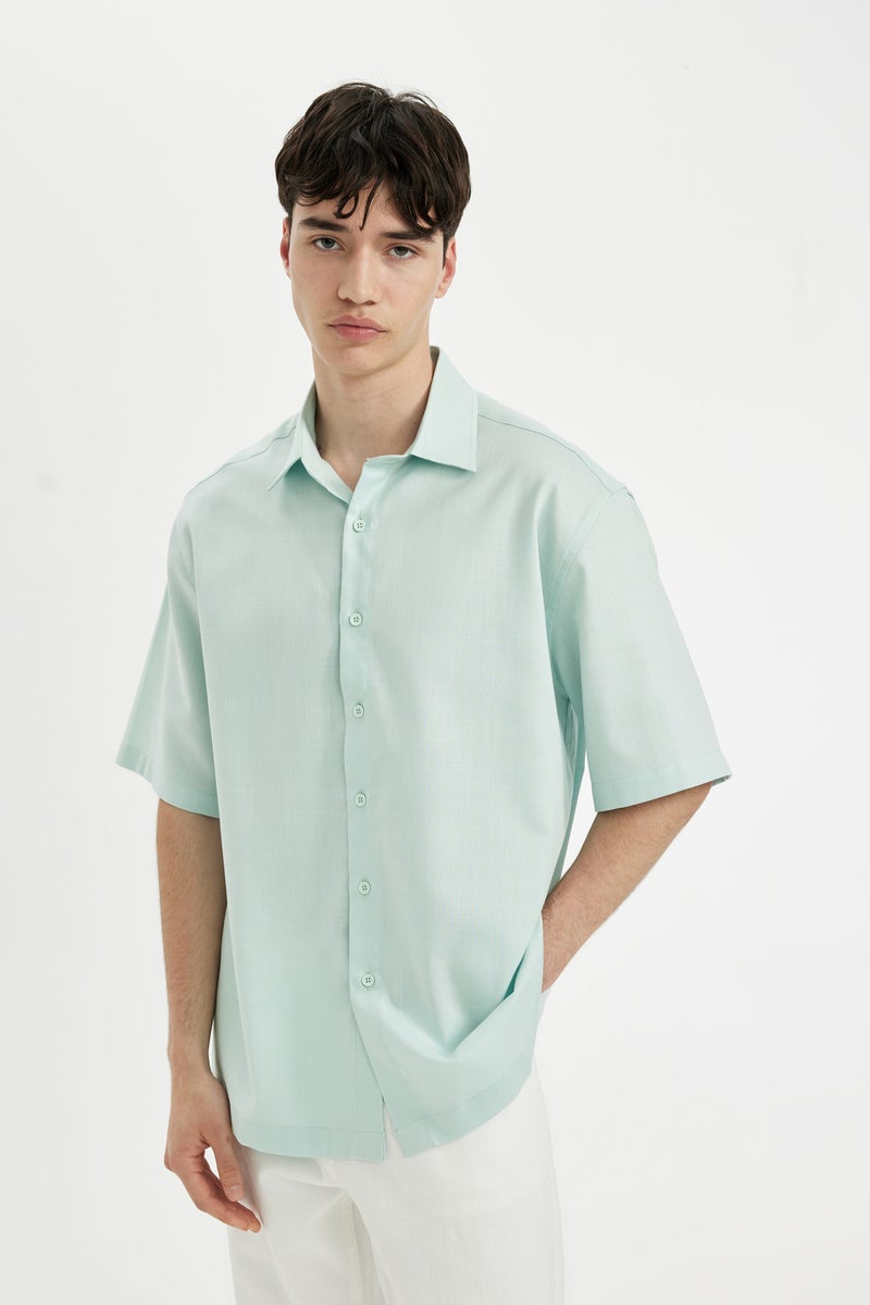 DeFacto Man Relax Fit Tencel Short Sleeve Shirt  - Image 3
