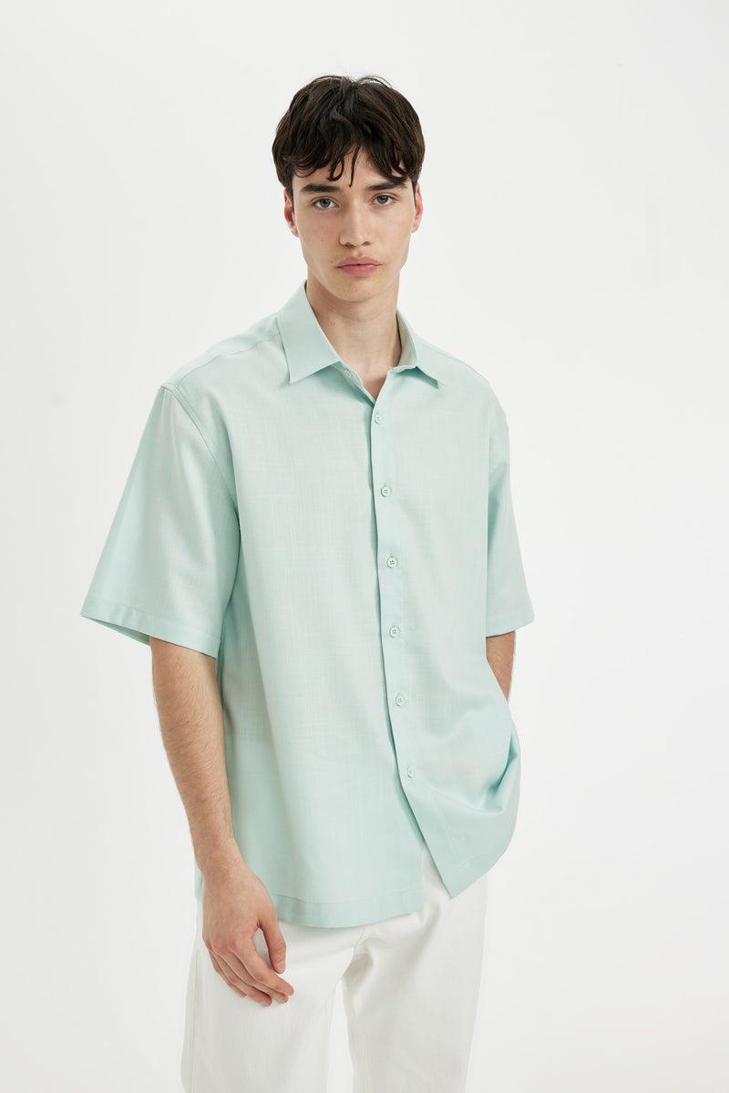 DeFacto Man Relax Fit Tencel Short Sleeve Shirt  - Image 4