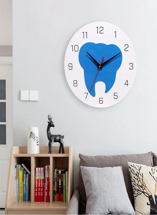NABSTER Wooden White Dentist with Blue Tooth Wall Clock for Dentist,Dental Clinic Made with Russian Birch Wood, Modern Design for Gifting, Office, Home, Living Room Decor (12 inch) (White) - Image 3