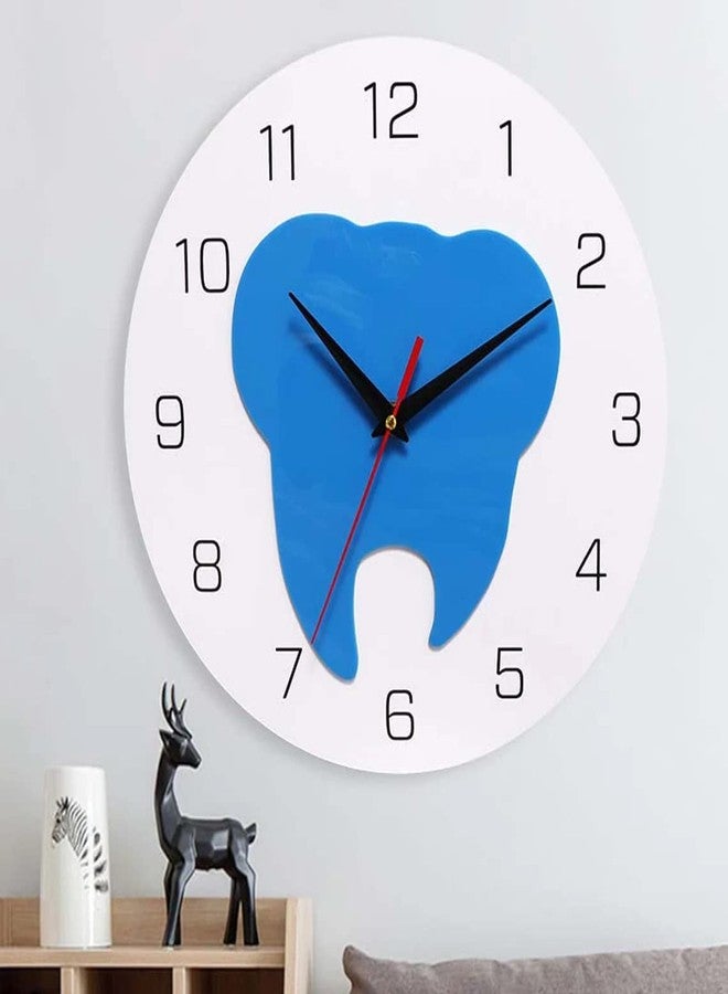 NABSTER Wooden White Dentist with Blue Tooth Wall Clock for Dentist,Dental Clinic Made with Russian Birch Wood, Modern Design for Gifting, Office, Home, Living Room Decor (12 inch) (White) - Image 1