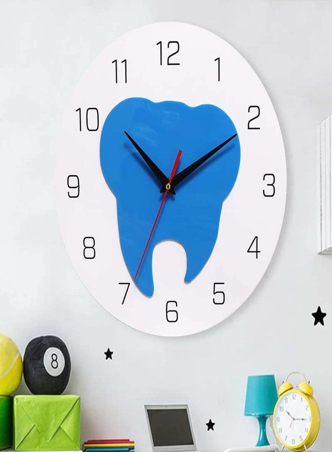 NABSTER Wooden White Dentist with Blue Tooth Wall Clock for Dentist,Dental Clinic Made with Russian Birch Wood, Modern Design for Gifting, Office, Home, Living Room Decor (12 inch) (White) - Image 2