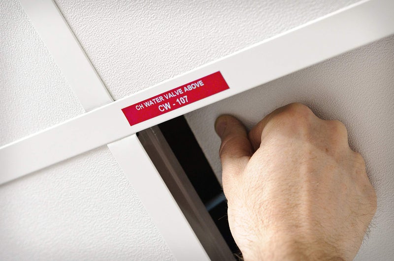Brady Authentic (M21-375-595-RD) All-Weather Vinyl Label for Indoor/Outdoor ID, Lab and Equipment Labeling, White on Red- For M210, M210-LAB, M211, BMP21-PLUS and BMP21-LAB Printers, .375" W, 21' L - Image 5
